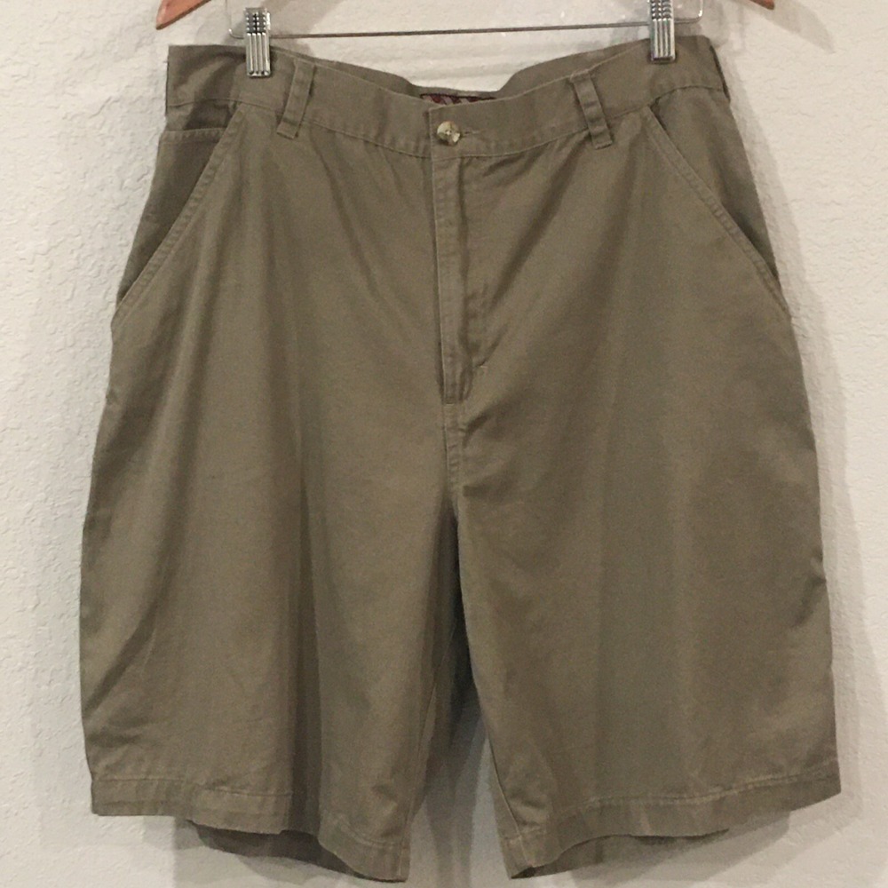 VTG Old College Inn Men 36 Shorts Green Khaki Carpenter Loop Utility 100% Cotton